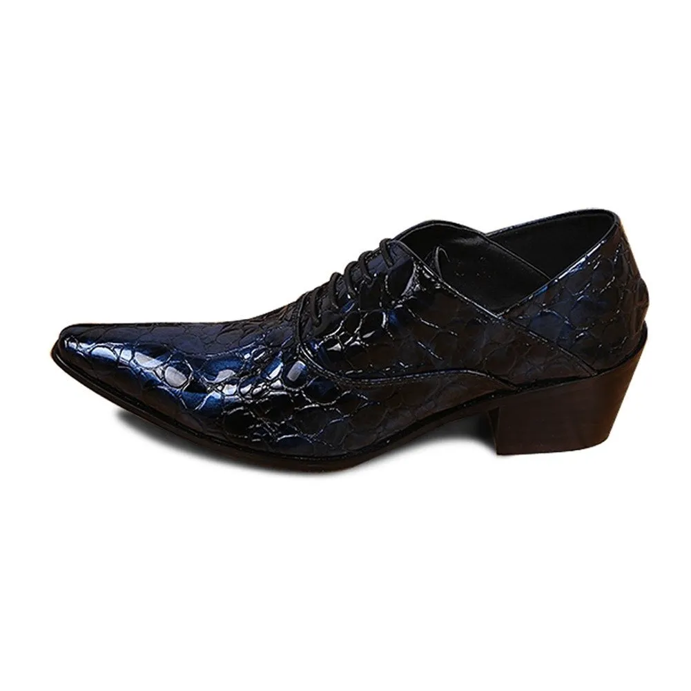 Animal Pattern Pointed 5cm Heel Men Oxfords