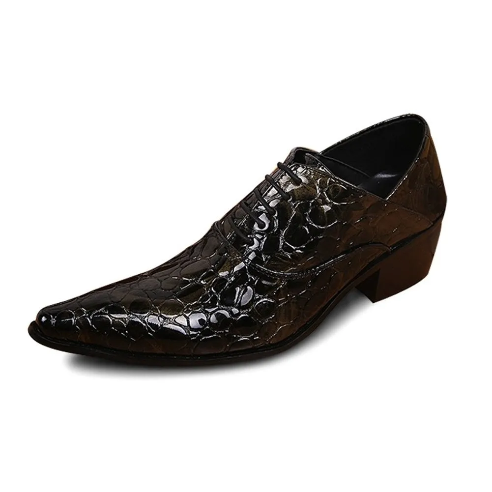 Animal Pattern Pointed 5cm Heel Men Oxfords