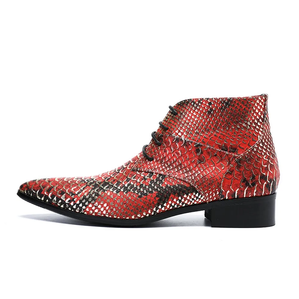 Animal Pattern Pointed Men Boots