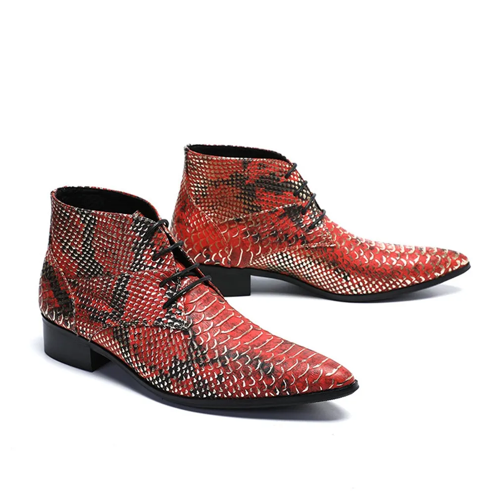 Animal Pattern Pointed Men Boots