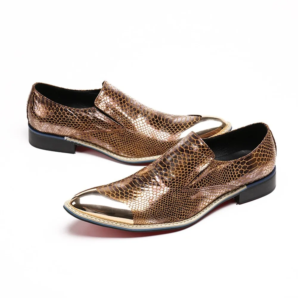 Animal Pattern Slip On Steel Toe Formal Oxfords