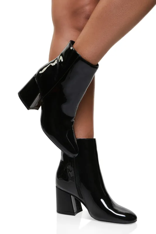 Ankle Bootie with Short Heel - Black