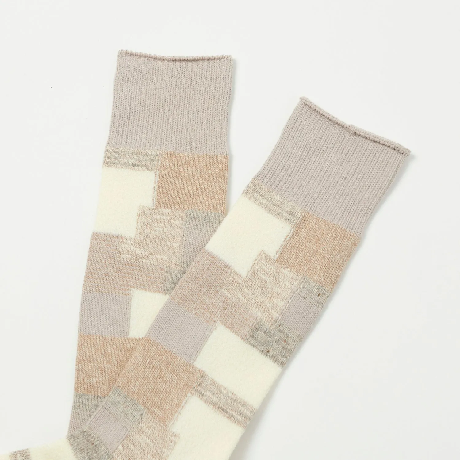 Anonymous Ism Patchwork Crew Socks - Beige