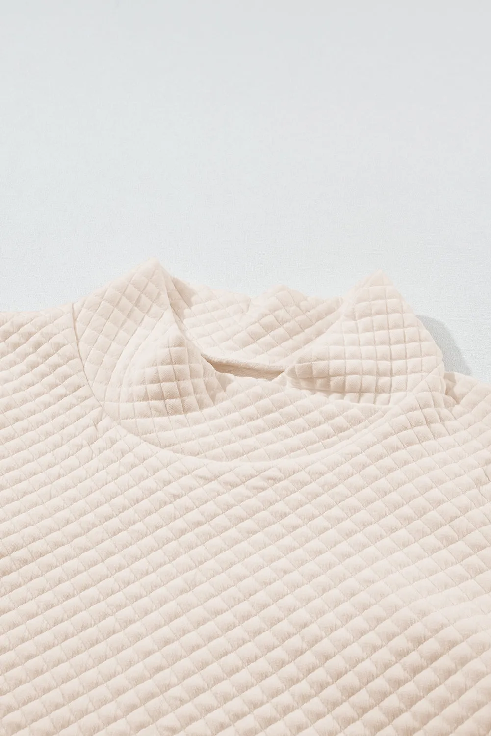 Apricot High Neck Kangaroo Pocket Quilted Sweatshirt