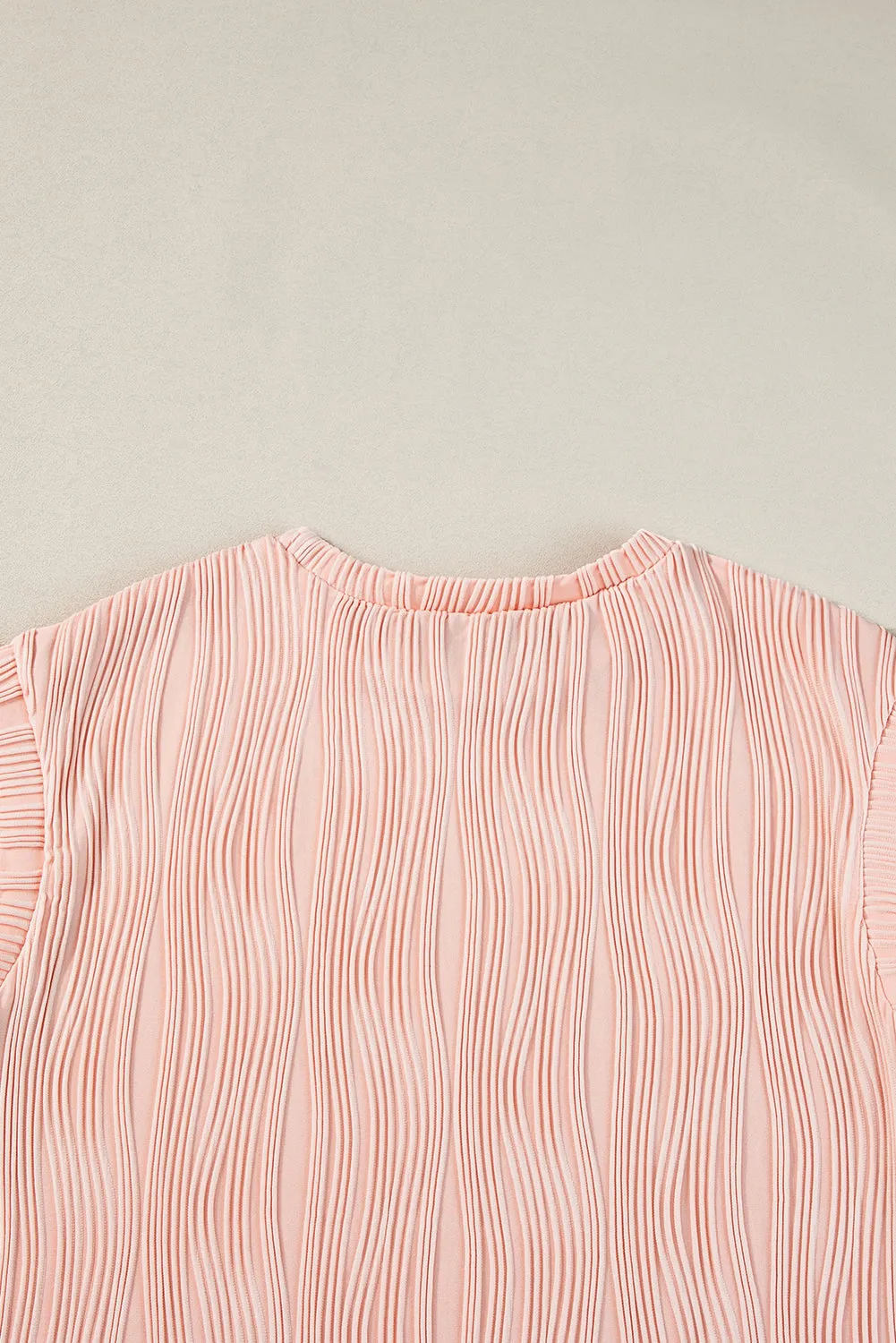 Apricot Wavy Texture Cap Sleeve Top