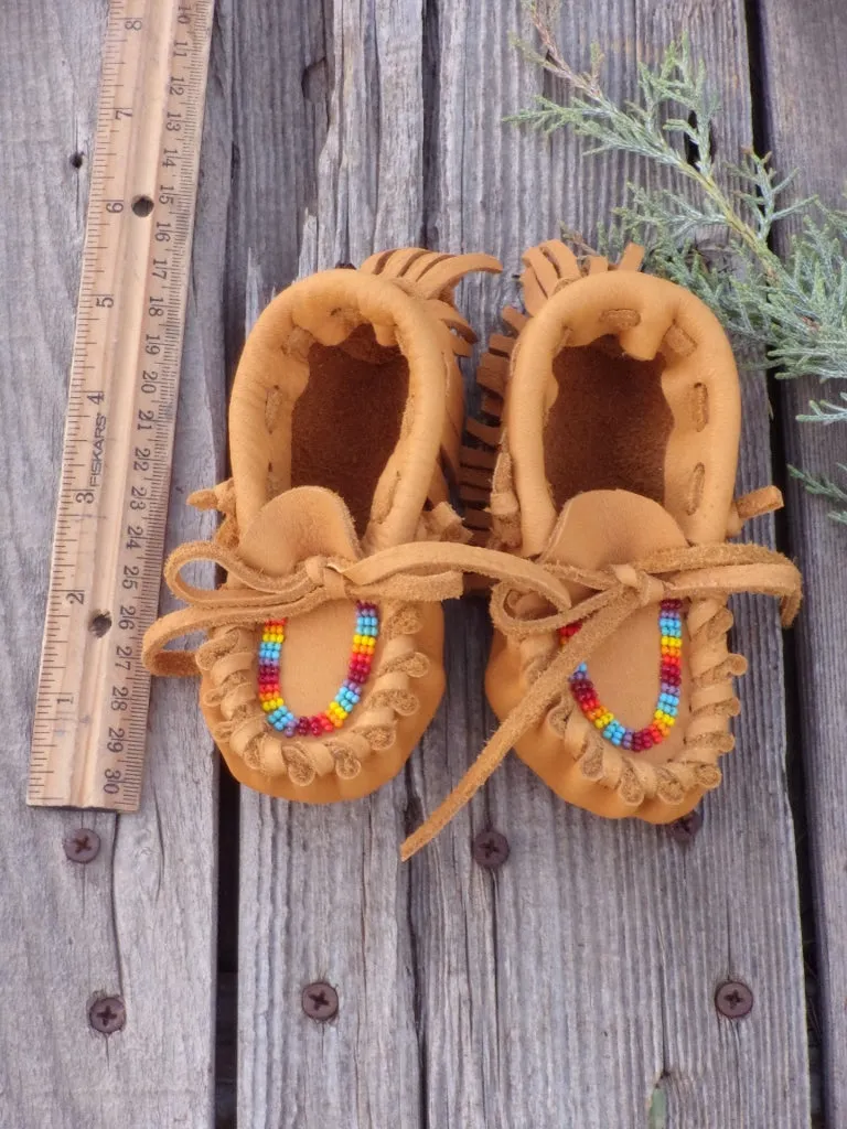 Baby moccasins , buckskin moccasins, beaded baby moccasins