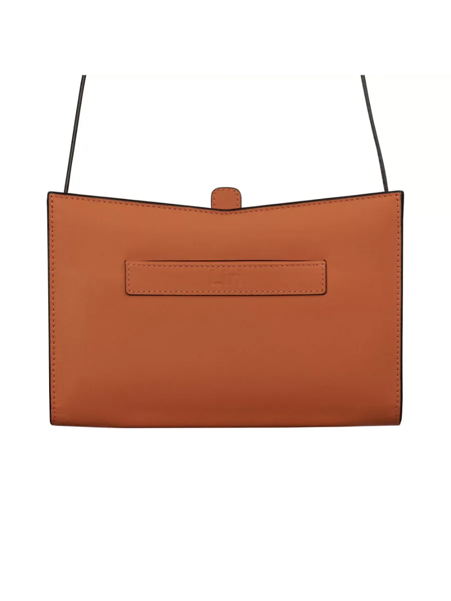 Barb Tile Color Leather Hand Bag with Removable Shoulder Handle