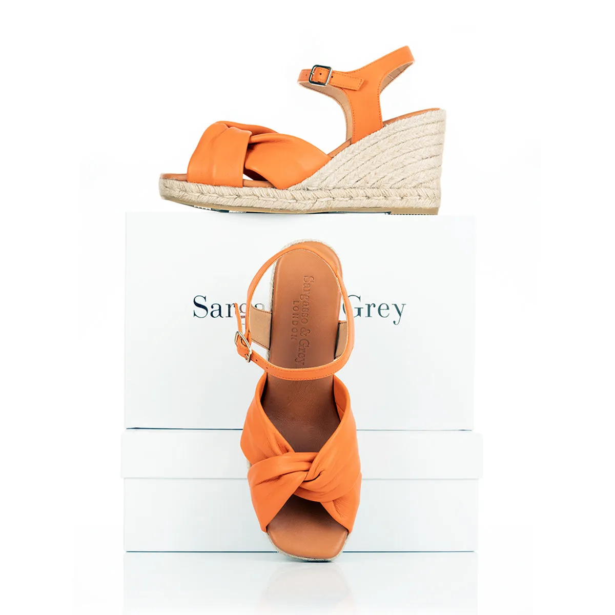 Bertie - Wide Fit Wedge Sandal - Burnt Orange