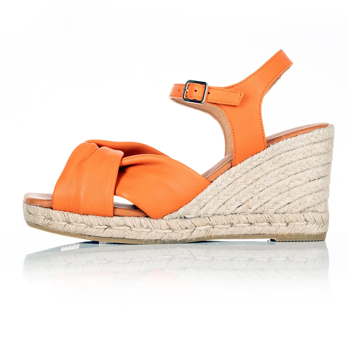 Bertie - Wide Fit Wedge Sandal - Burnt Orange