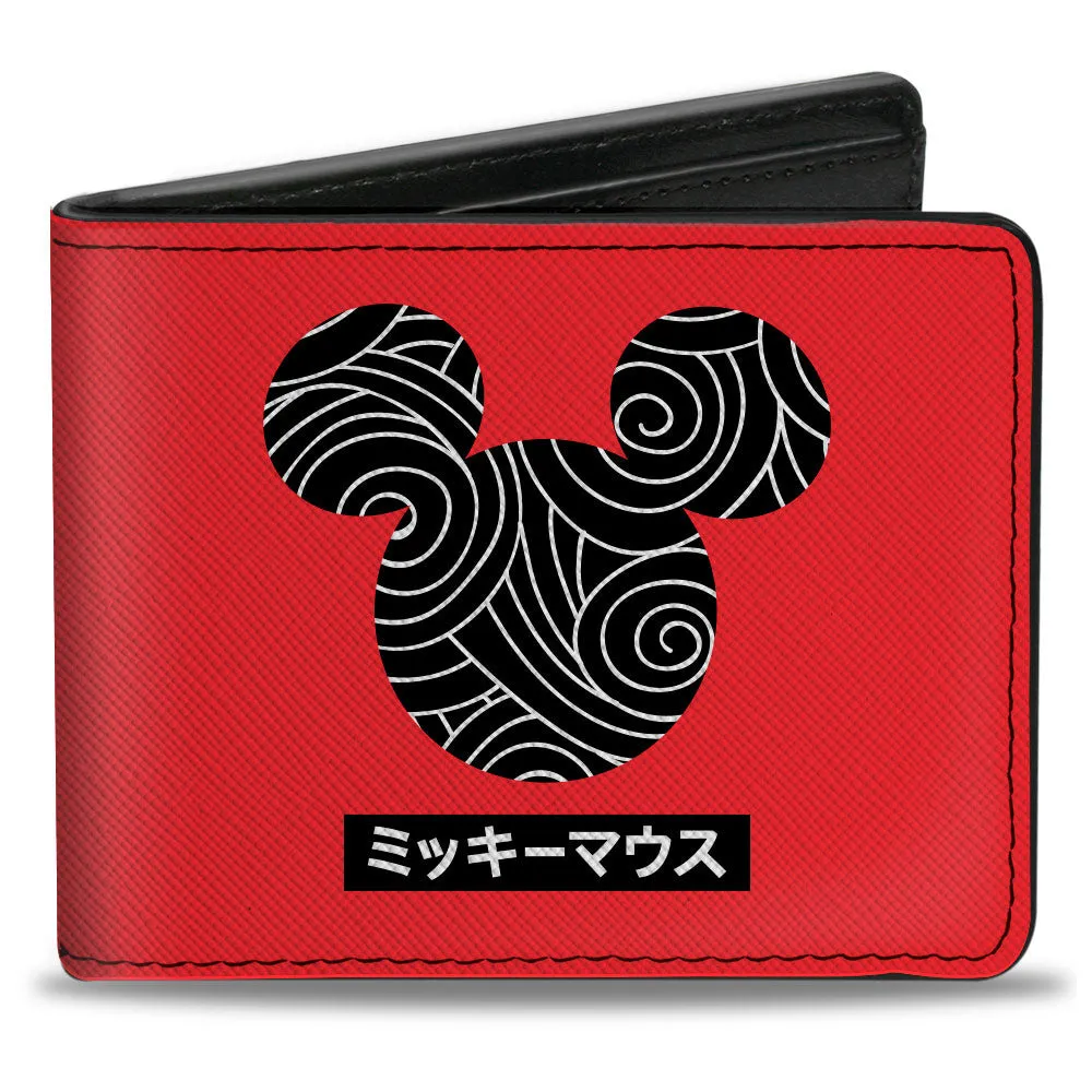 Bi-Fold Wallet - Mickey Mouse Ears and Japanese Characters Red/Black/White by Buckle-Down