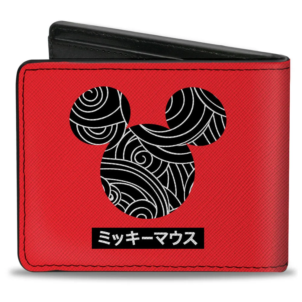 Bi-Fold Wallet - Mickey Mouse Ears and Japanese Characters Red/Black/White by Buckle-Down