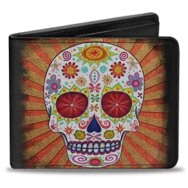 Bi-Fold Wallet - Sugar Skull Rays Black Multi Color by Buckle-Down