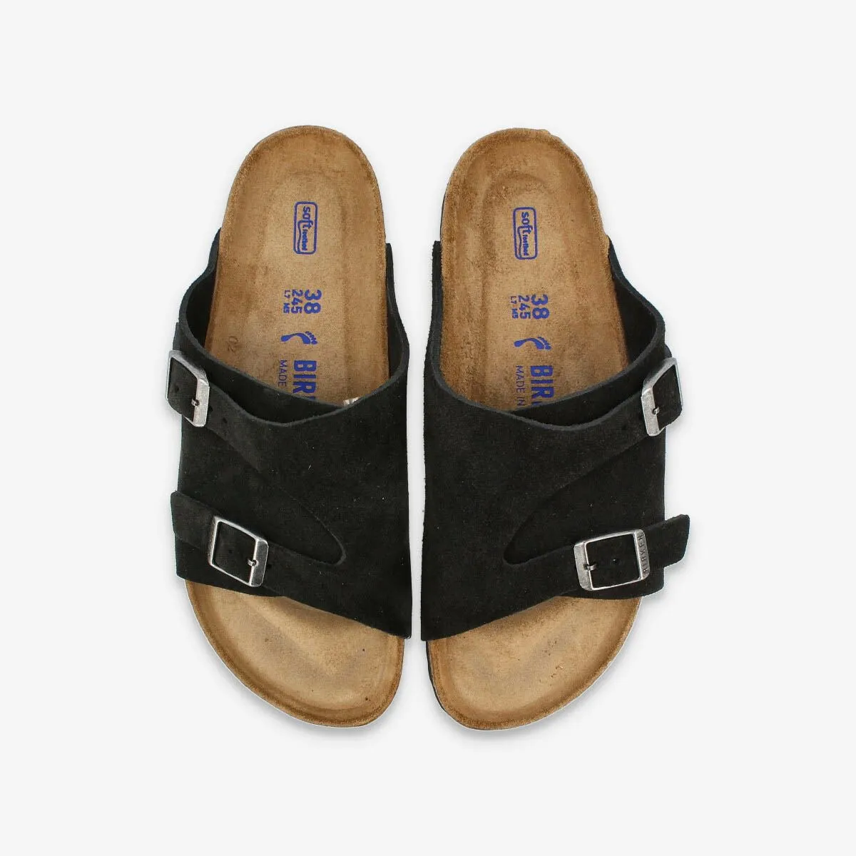 BIRKENSTOCK ZURICH SOFT FOOTBED BLACK SUEDE LEATHER 【NARROW】