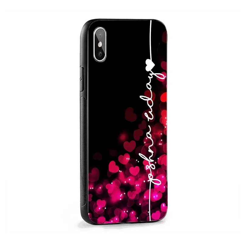 Black Red Hearts Name Protective Case