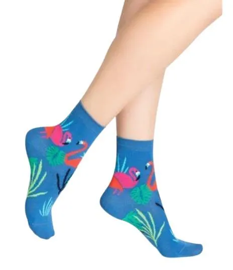 Bleuforet Pink Flamingo Pattern Ankle Socks