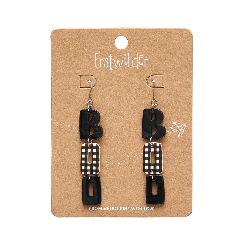 BOO Gingham Drop Earrings - Black