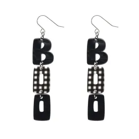 BOO Gingham Drop Earrings - Black