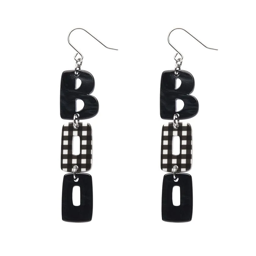 BOO Gingham Drop Earrings - Black