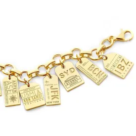 Bracelet Bundle: 12 Solid Gold Luggage Tag Charms