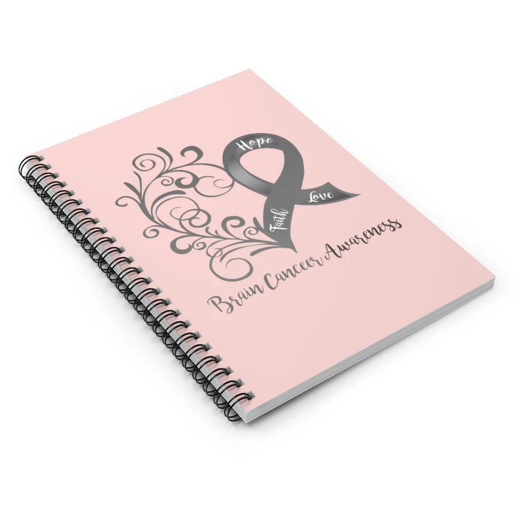 Brain Cancer Awareness (Light Coral) Spiral Journal - Ruled Line