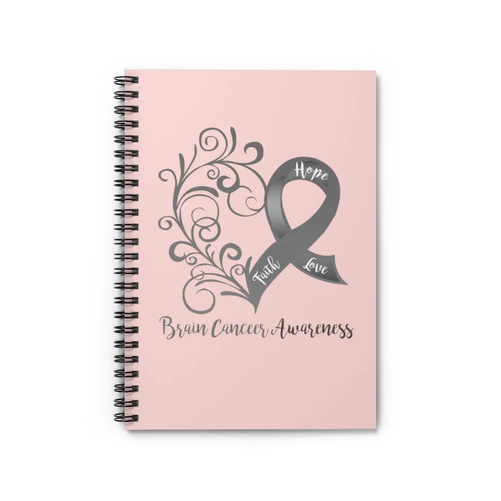 Brain Cancer Awareness (Light Coral) Spiral Journal - Ruled Line