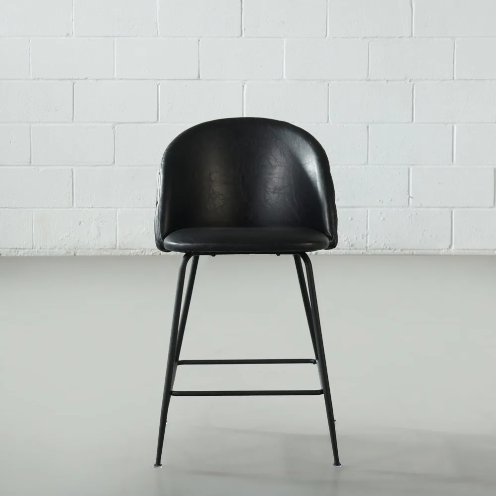 BRANSON - Black Vegan Leather Counter Stool