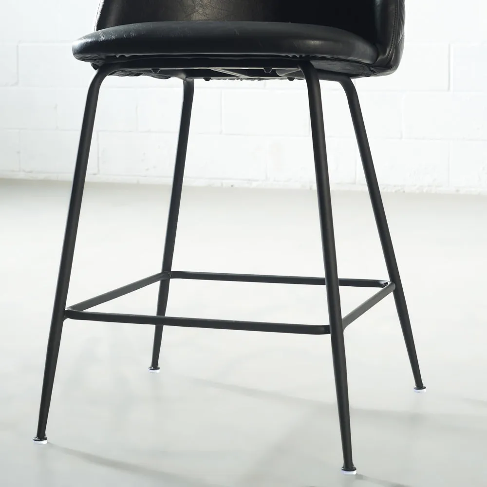 BRANSON - Black Vegan Leather Counter Stool