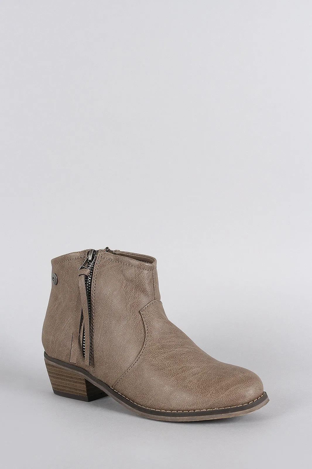 Breckelle Zipper Round Toe Cowgirl Ankle Boots