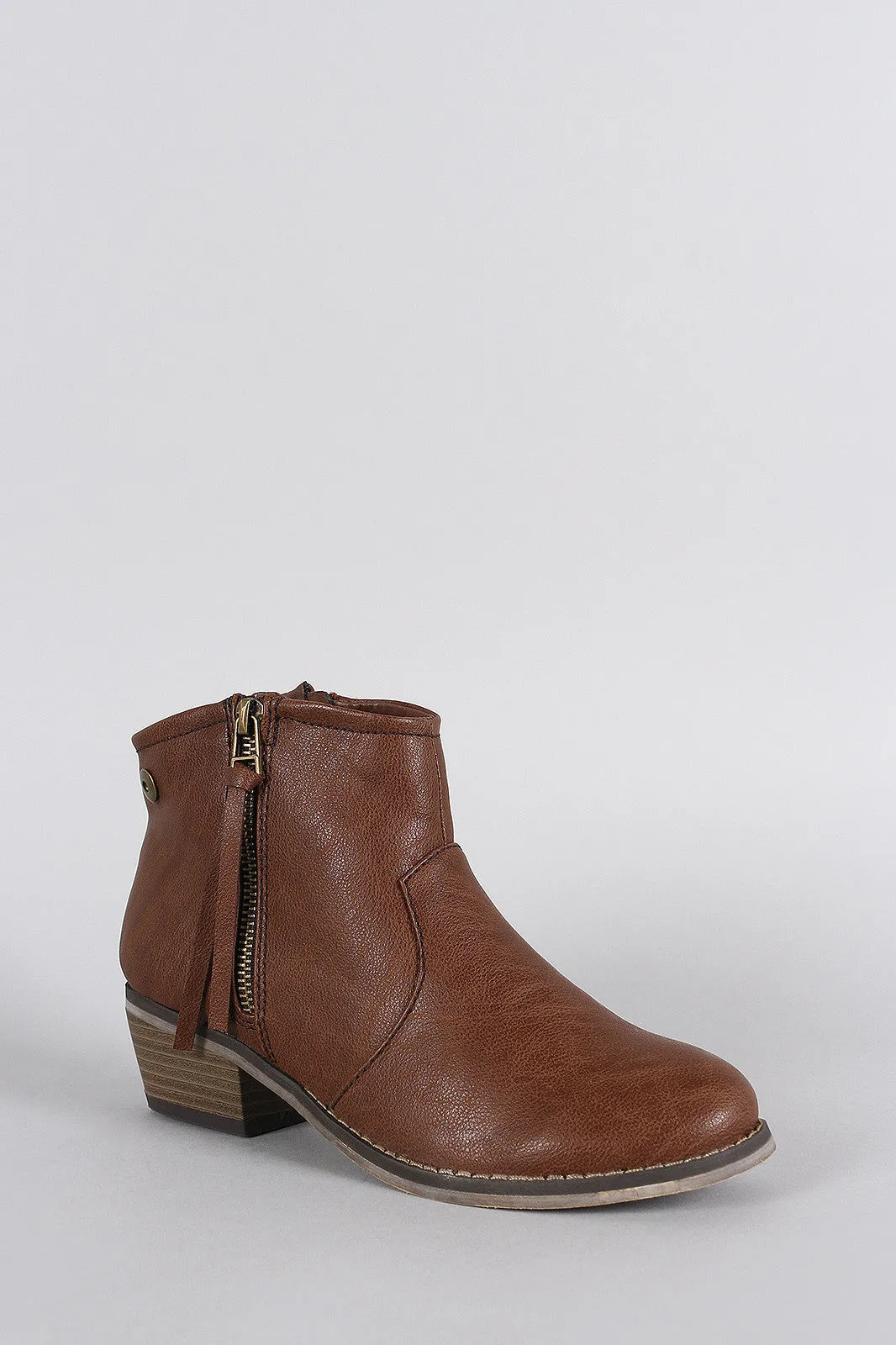 Breckelle Zipper Round Toe Cowgirl Ankle Boots