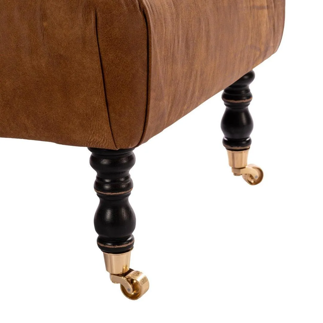 Brown Leather Hudson Stool - Mind The Gap