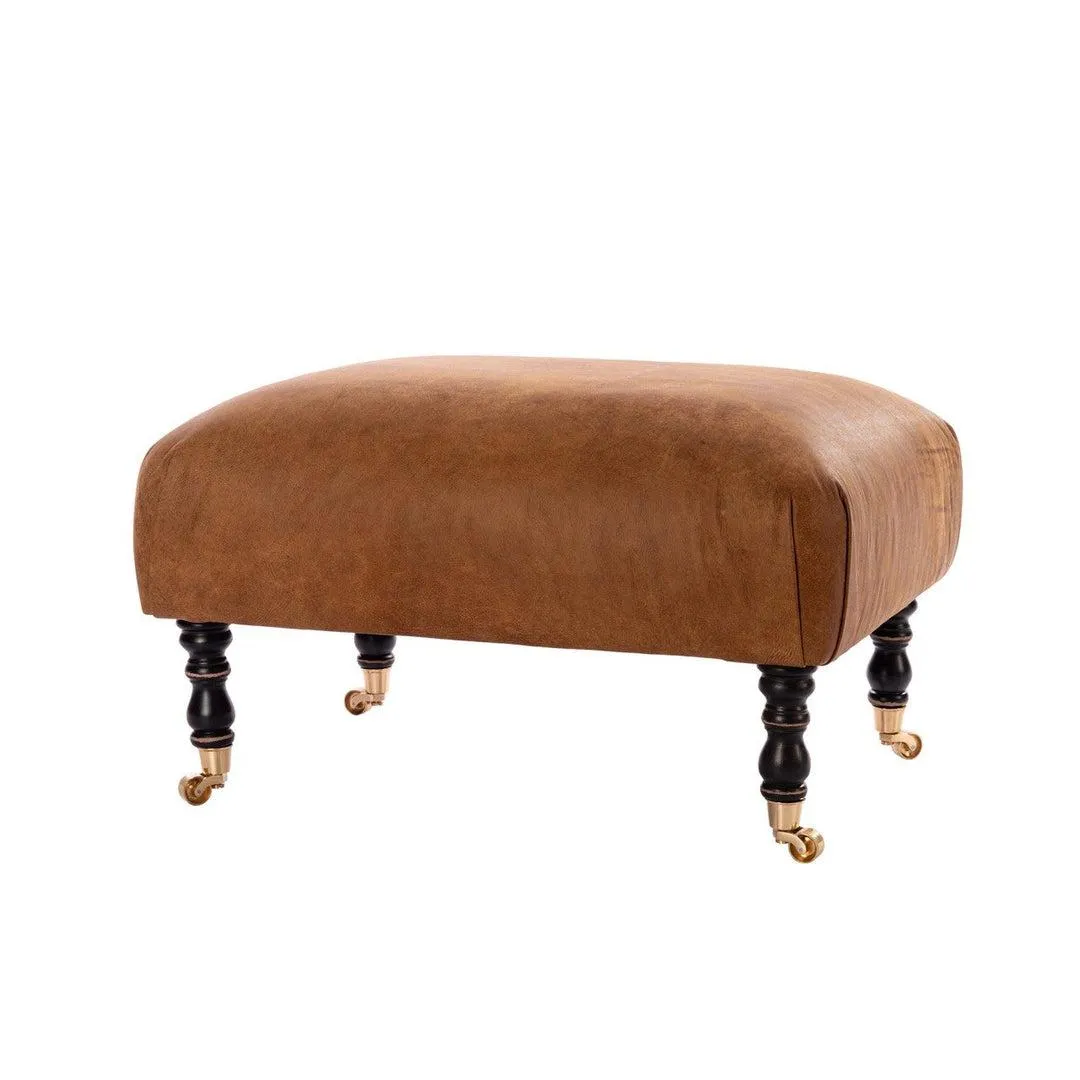 Brown Leather Hudson Stool - Mind The Gap