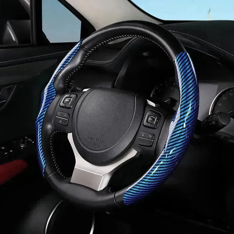 Car Carbon Fiber Pattern Glossy Car Steering Wheel Cover