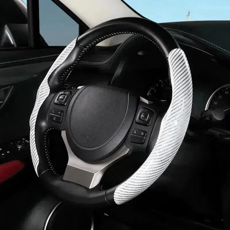 Car Carbon Fiber Pattern Glossy Car Steering Wheel Cover