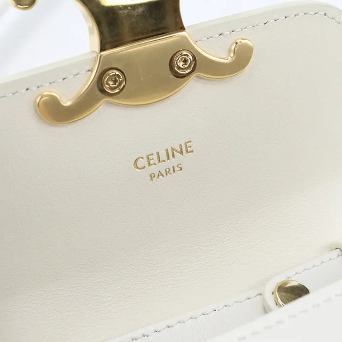 CELINE 10I51 3DPV 08OA mini claude Diagonal Shoulder Bag Calfskin white Women