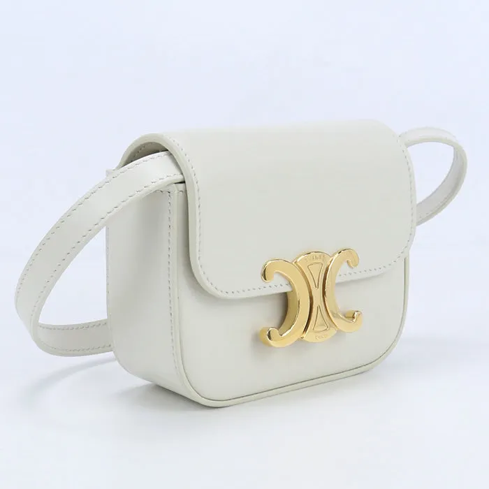 CELINE 10I51 3DPV 08OA mini claude Diagonal Shoulder Bag Calfskin white Women