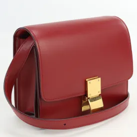 CELINE 189183 Classic Small Shoulder Diagonal shoulder bag Calfskin red Women