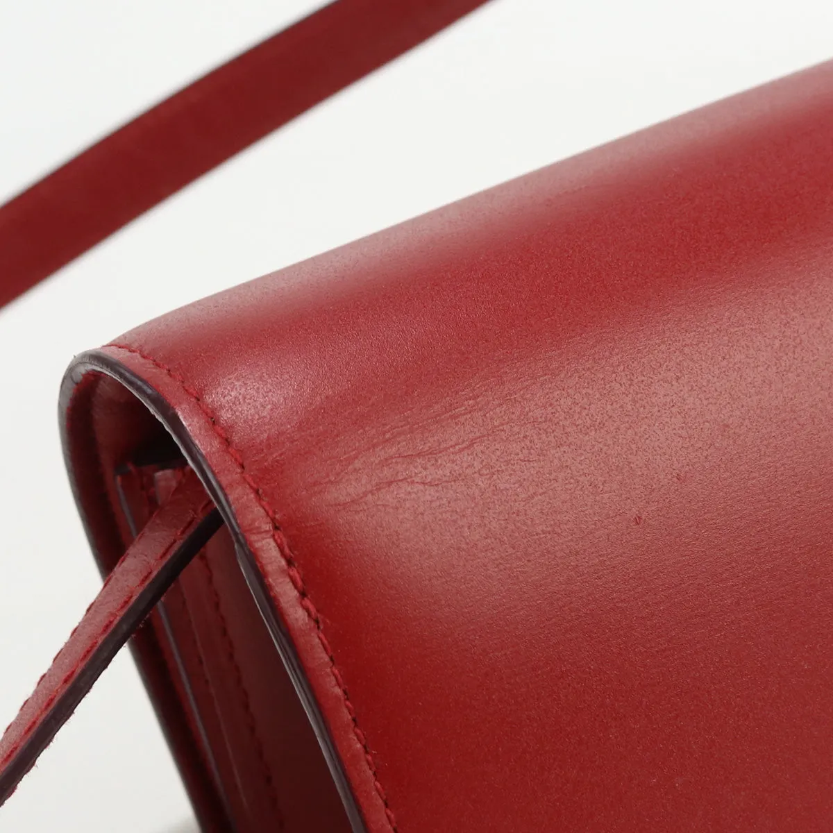 CELINE 189183 Classic Small Shoulder Diagonal shoulder bag Calfskin red Women