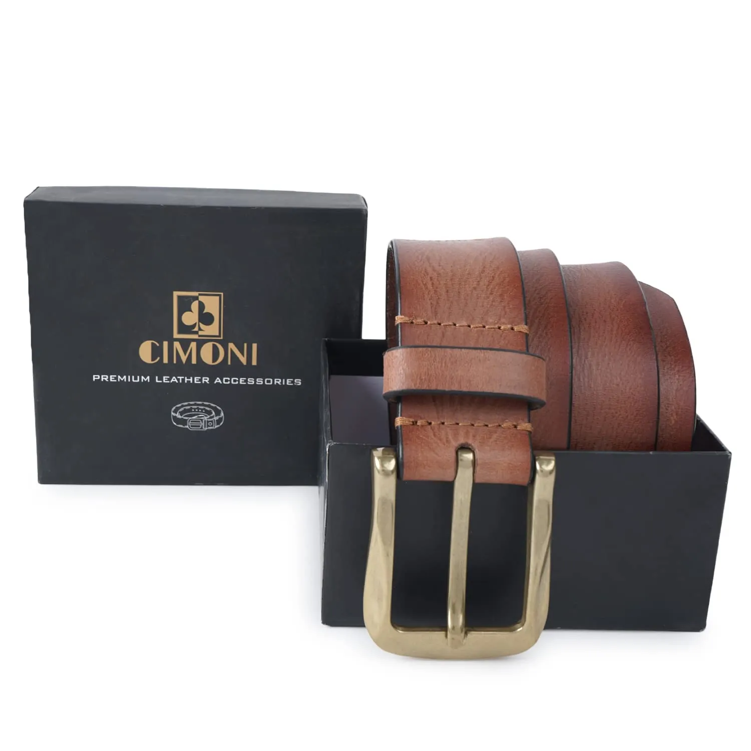 CIMONI Genuine Leather Classic Tan Casual Formal Dailyuse Belt For Men ( 1 Year Gurantee)