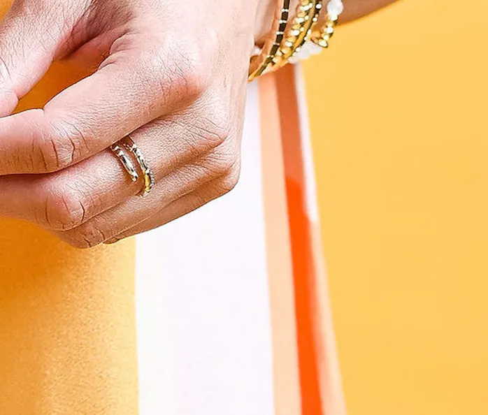 CLASSIC GOLD Morse Code Ring - Patterned | BRAVE: Brave