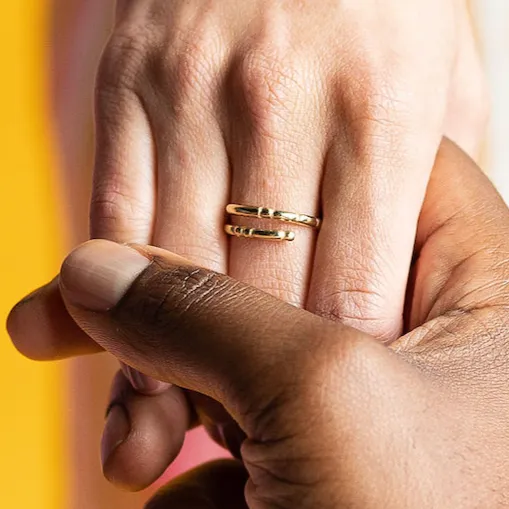 CLASSIC GOLD Morse Code Ring - Patterned | BRAVE: Brave