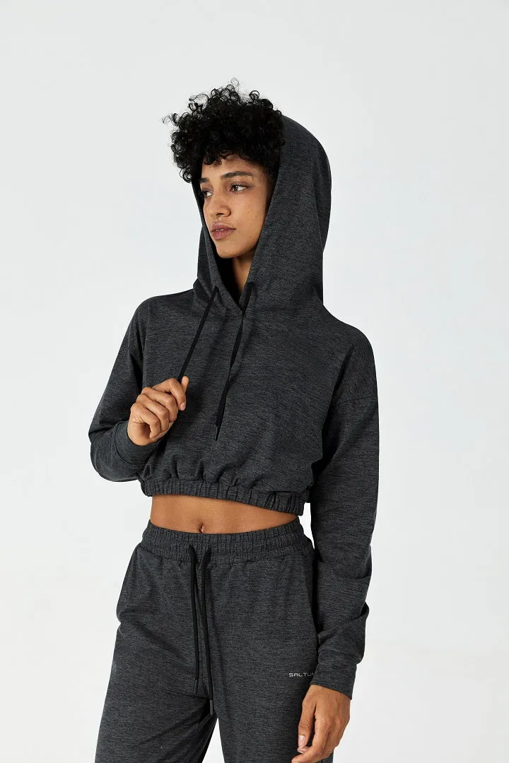 CloudFleece™ Cropped Pullover Hoodie-Dark Heather Grey