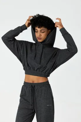 CloudFleece™ Cropped Pullover Hoodie-Dark Heather Grey