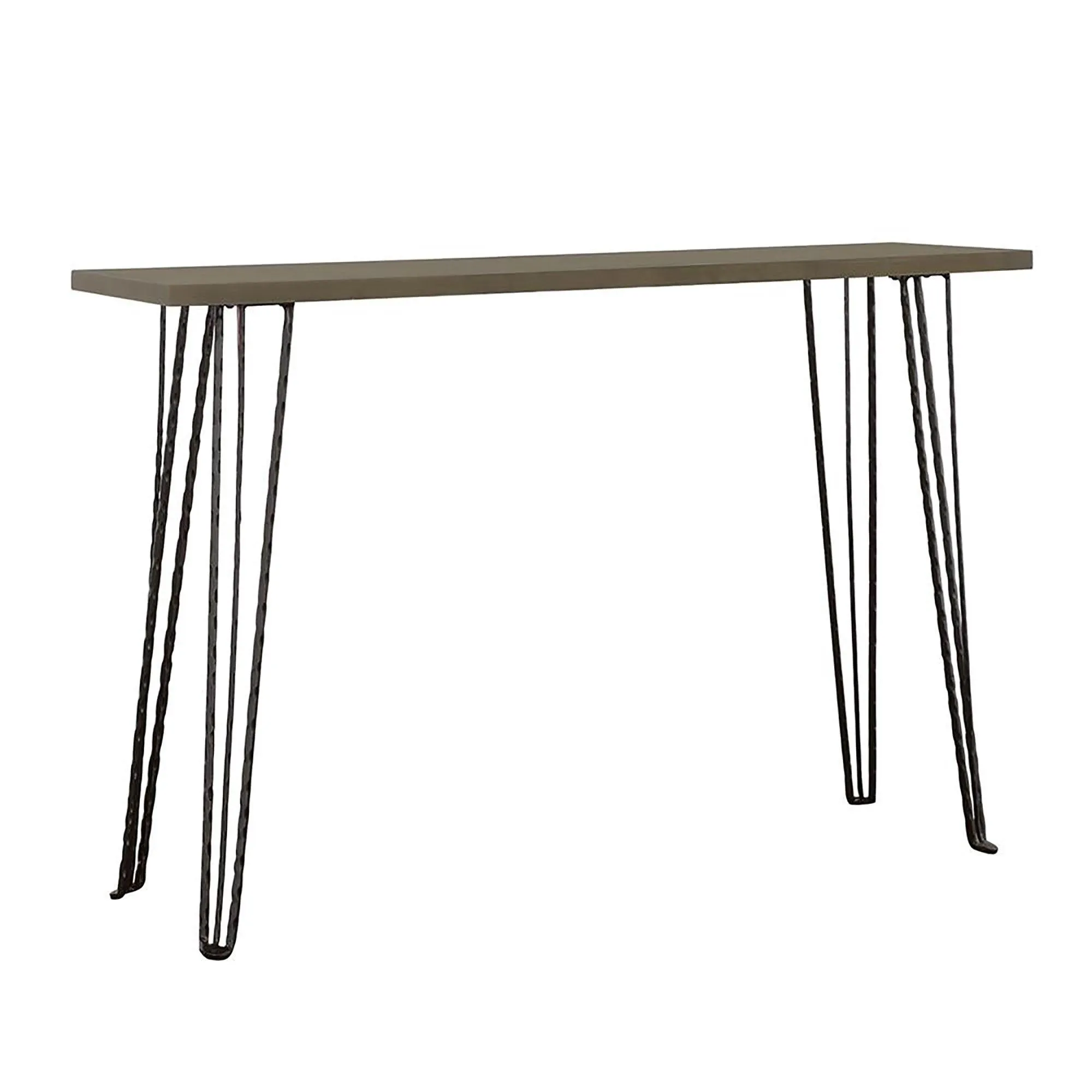 Concrete and Black Rectangular Console Table