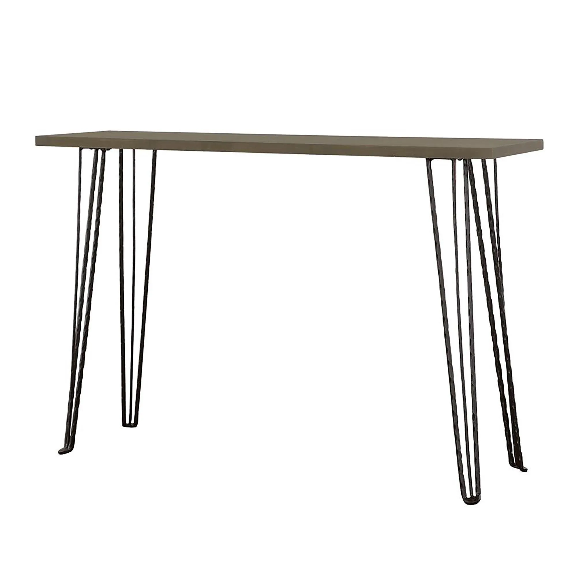 Concrete and Black Rectangular Console Table