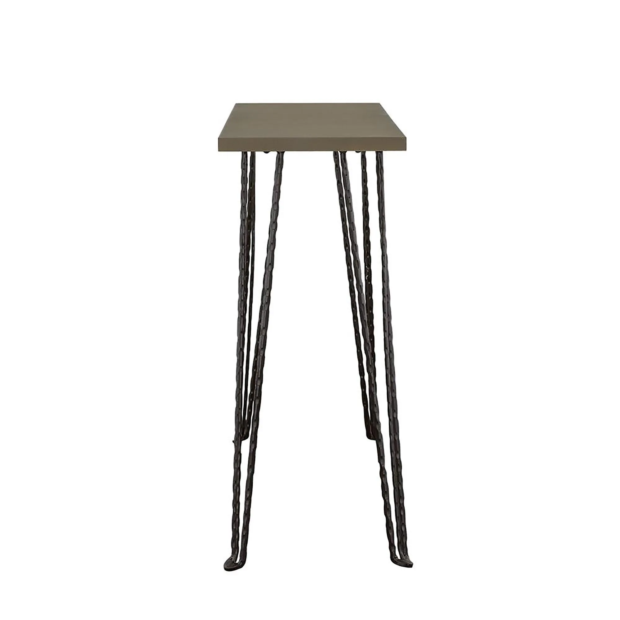 Concrete and Black Rectangular Console Table