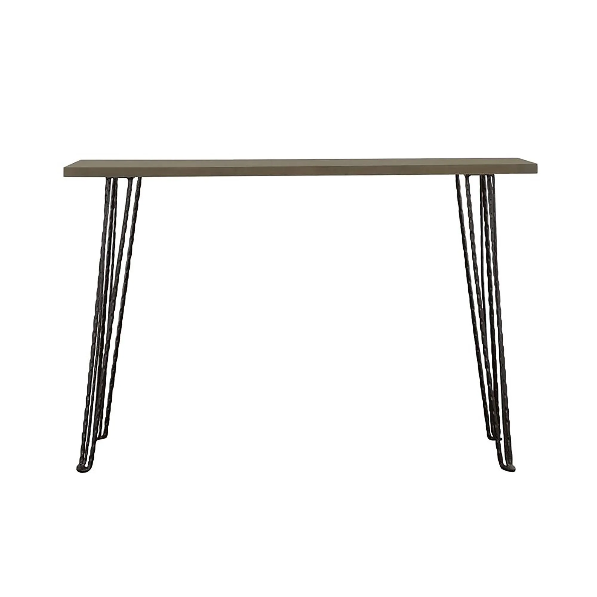 Concrete and Black Rectangular Console Table