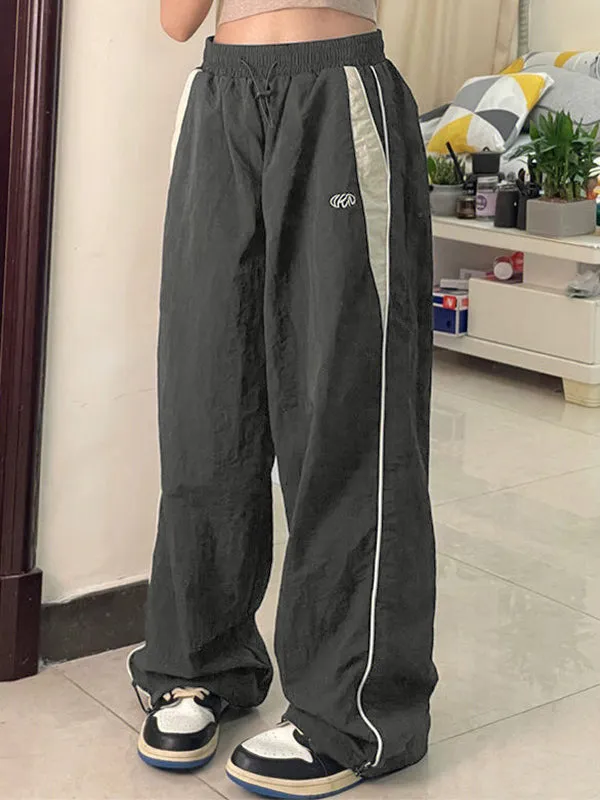 Contrast Piping Black Baggy Sweatpants