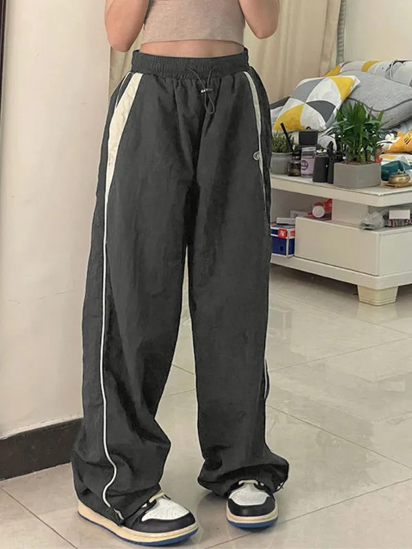 Contrast Piping Black Baggy Sweatpants