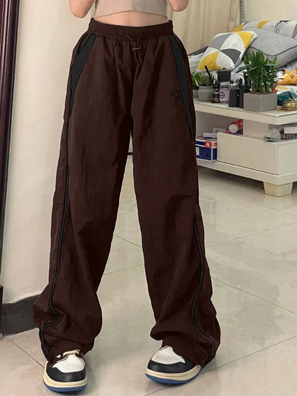 Contrast Piping Black Baggy Sweatpants