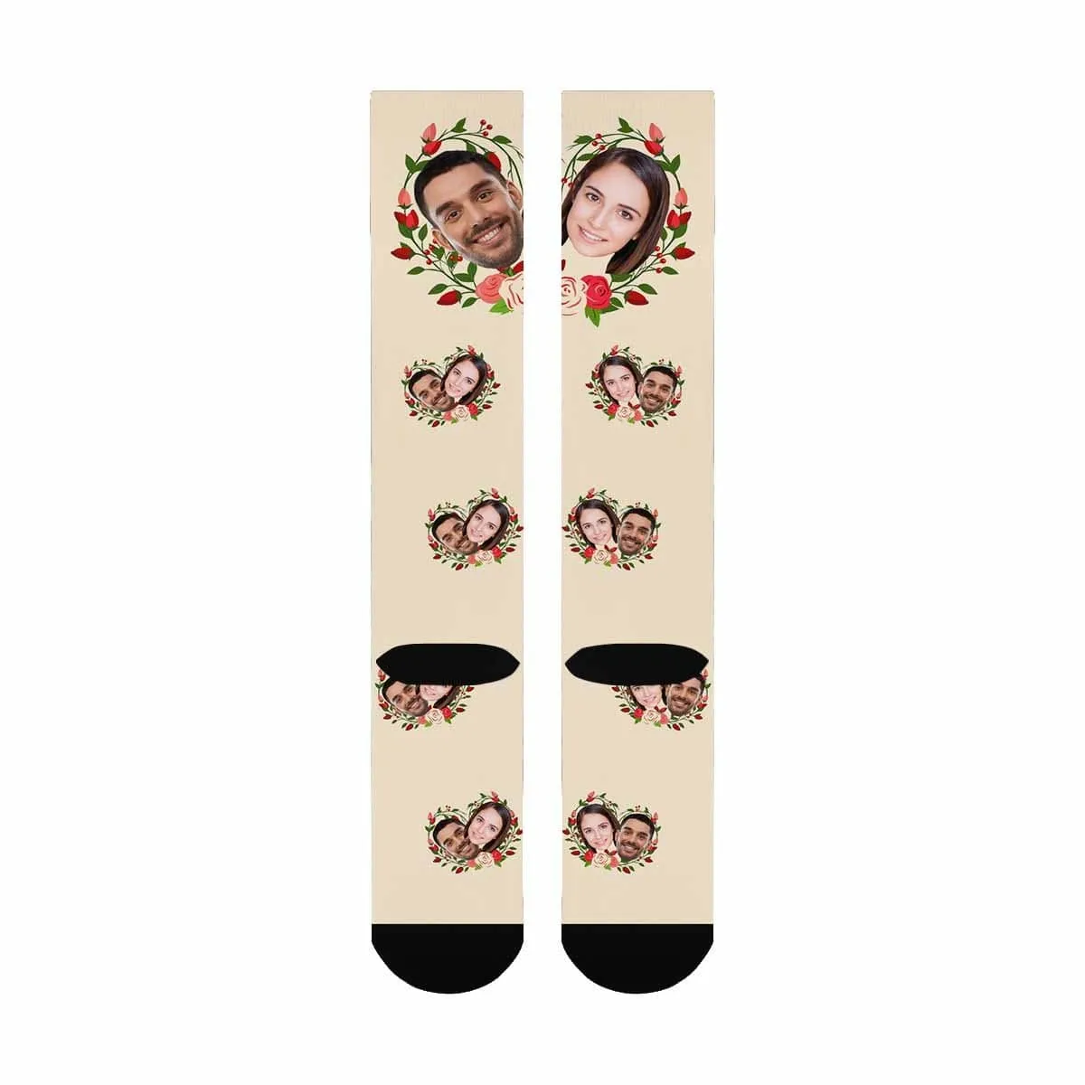 Custom Couple Socks Personalized Socks with Face Love Coronal Knee High Socks Gifts For Anniversary Day